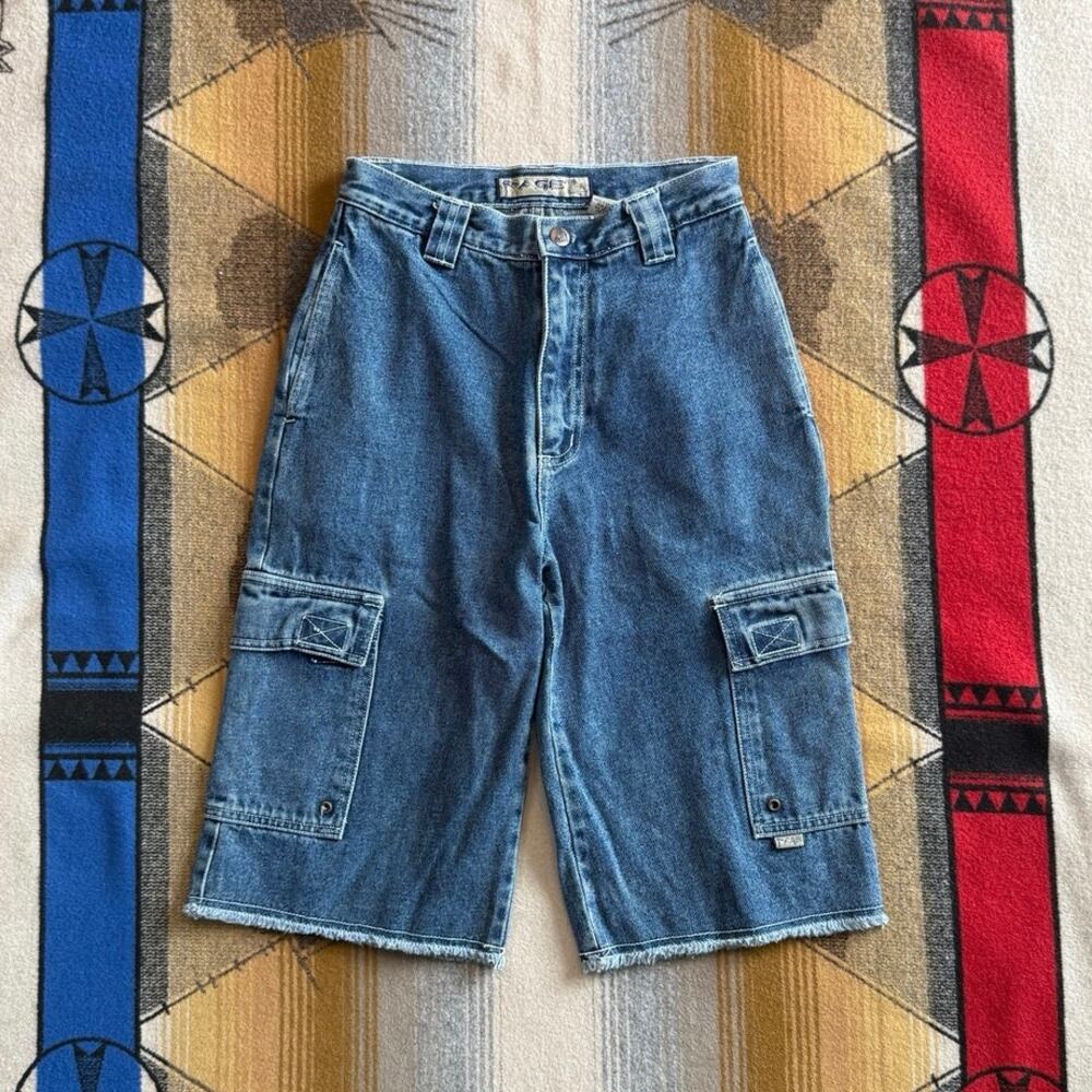 Vintage Y2K Youth Rage Baggy Denim Jean Shorts Size 12 Grunge Skater